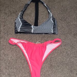 Stylish Black and Pink Bikini Set